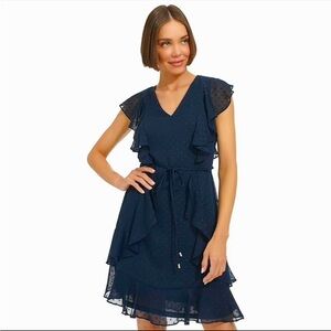 tommy hilfiger swiss dot ruffle mini dress